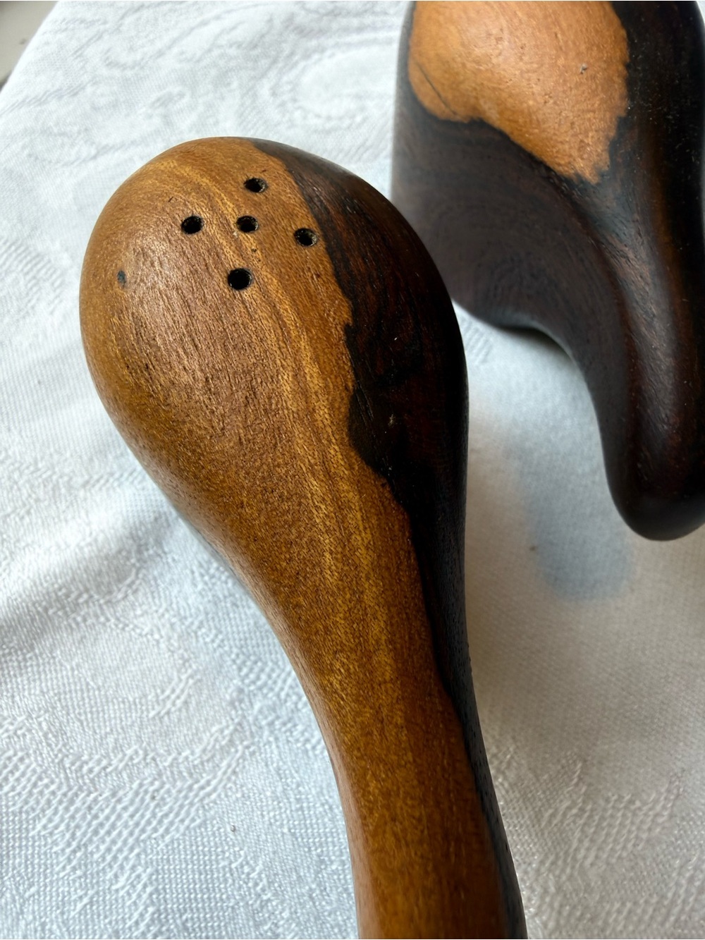 Handcrafted Wooden Salt and Pepper Shakers - Brown & Black